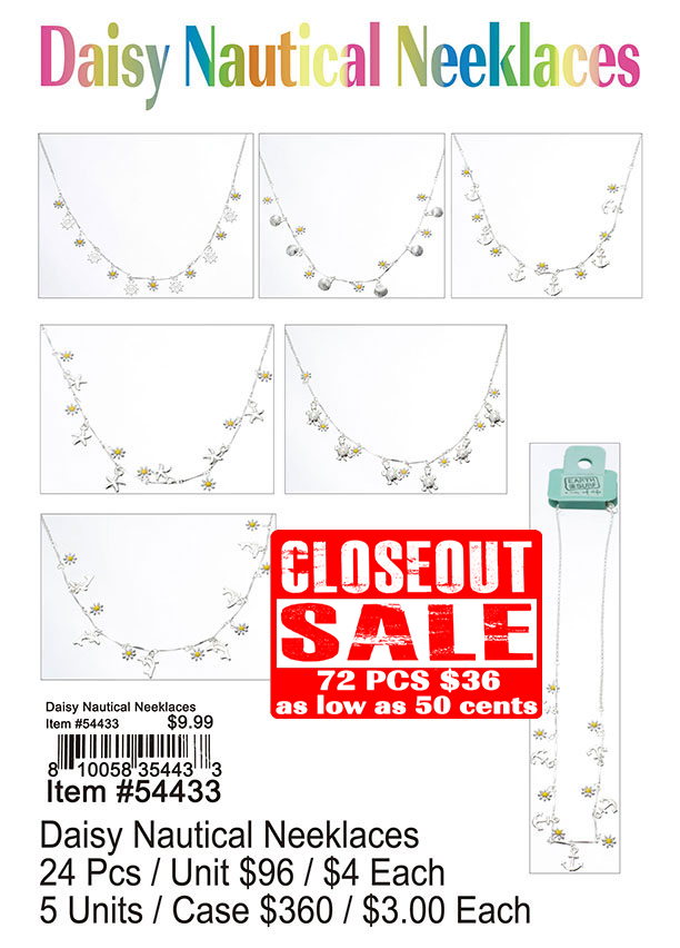 Daisy Nautical Necklaces - Closeout 72 Pcs.